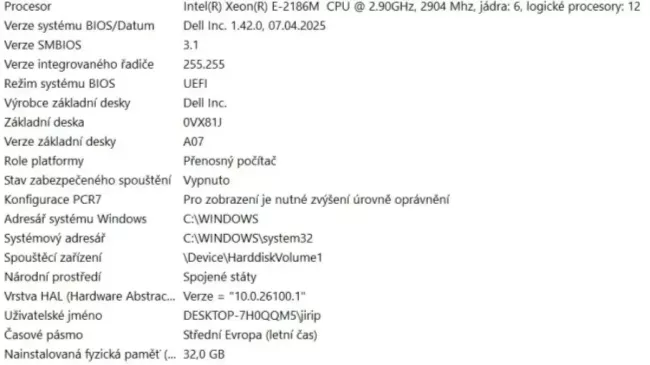 Přehled hardwarové konfigurace počítače