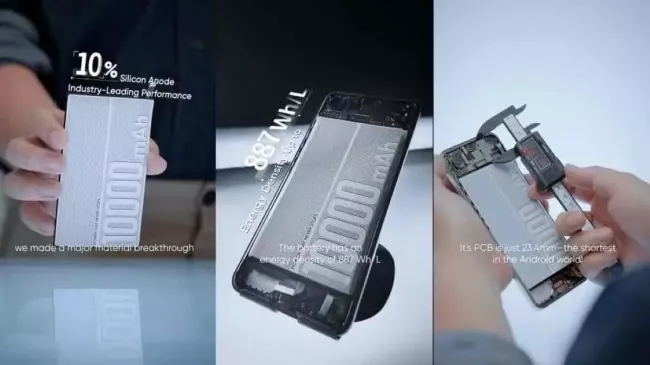 Propagační ilustrace obří baterie ve smartphonu Realme