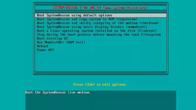 Prostředí programu System Rescue