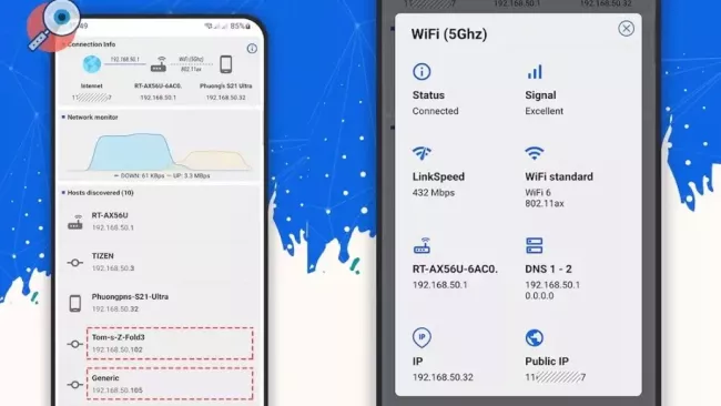 Prostředí aplikace Who Uses My WiFi