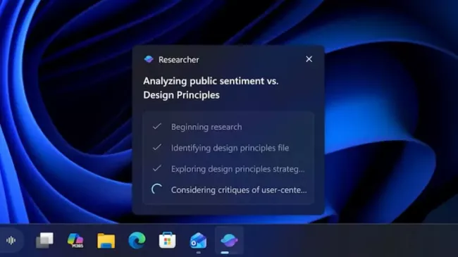 Copilot integrovaný ve Windows 11 na hlavním panelu