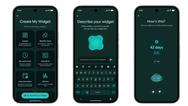 Obrazovky z vytváření vlastních widgetů v Androidu 17