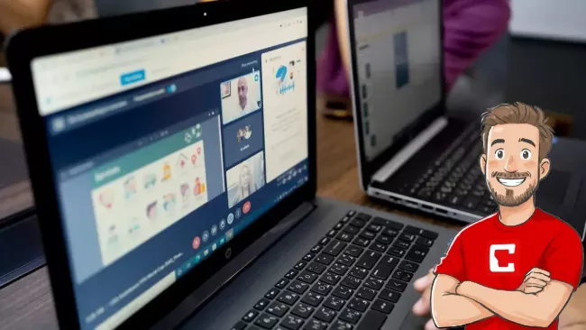 Detail na laptop s Windows 10