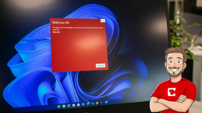 Windows 11 a upozornění na závadný soubor na obrazovce