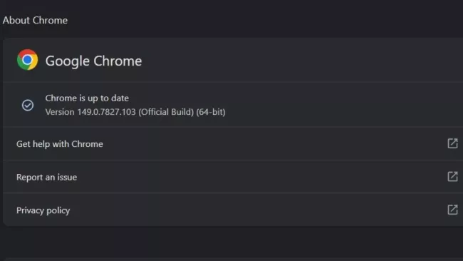 Informace o instalované verzi prohlížeče Google Chrome