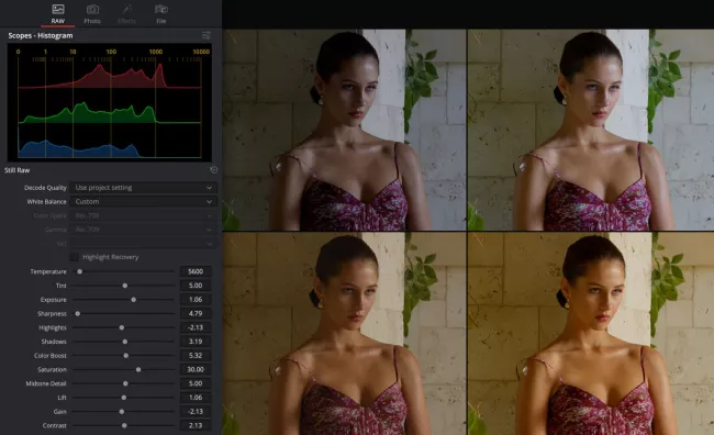 Prostředí programu DaVinci Resolve 21