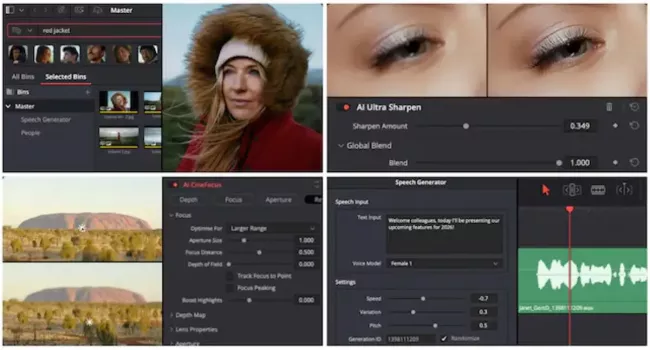 Prostředí programu DaVinci Resolve 21