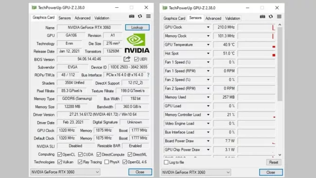 Monitoring teploty grafické karty GPU-Z