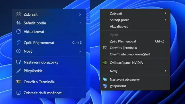 Windows 11 kontextové menu