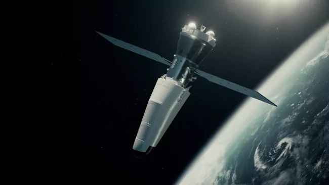 Model raketoplánu Space Rider na oběžné dráze Země