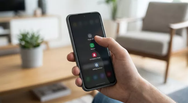 Vypínací lišta na telefonu.