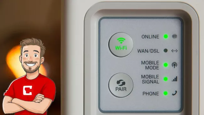 Detail na přední panel Wi-Fi routeru