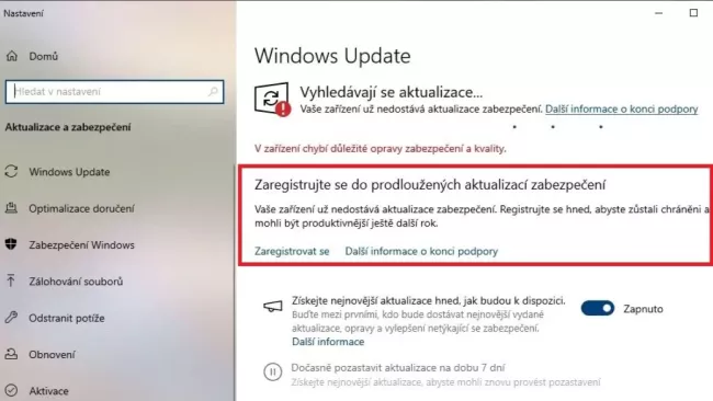 Windows 10 a služba Windows Update