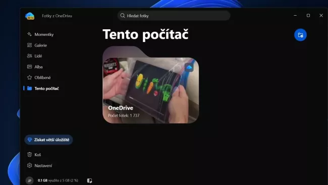 Prostředí aplikace OneDrive Photos