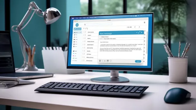 Prostředí nástroje pro elektronickou poštu na monitoru