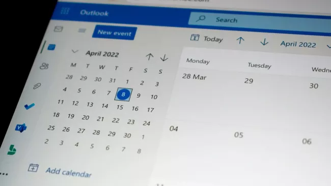 Detail na aplikaci Kalendář v Microsoft Outlooku
