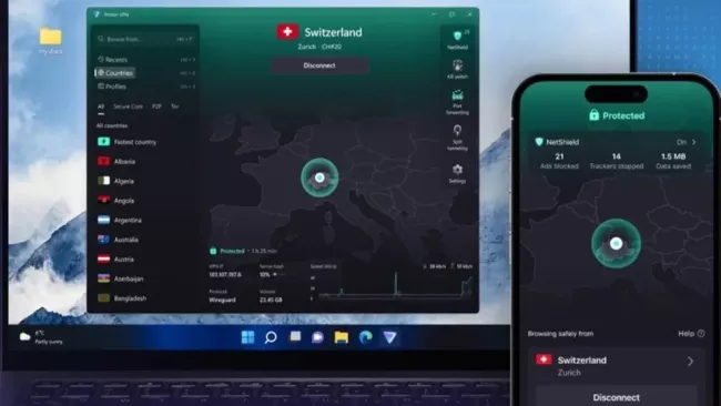 Prostředí nástroje Proton VPN