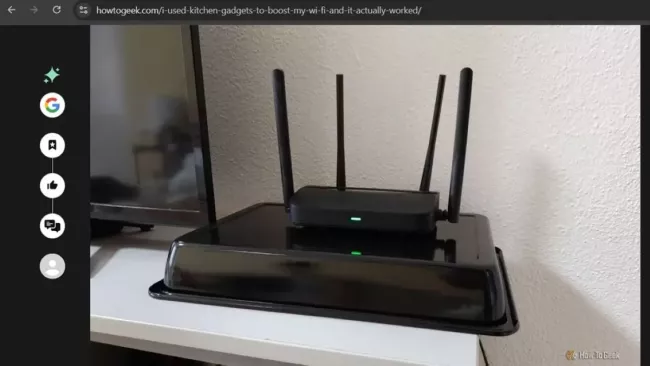 Wi-Fi router umístěný na plechu pro pečení