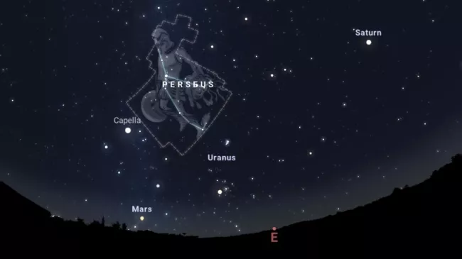 Hvězdná obloha se souhvězdím Perseus.