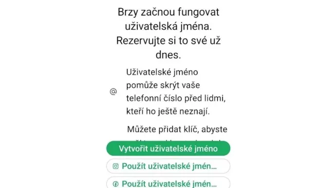 Rezervace uživatelského jména ve WhatsApp