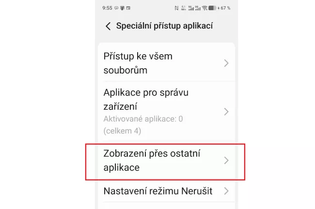 Zobrazení přes aplikace
