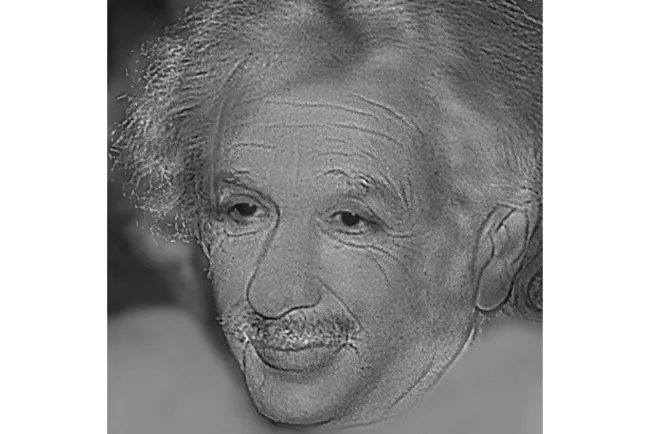 Hybridní obraz Alberta Einsteina a Marilyn Monroe.