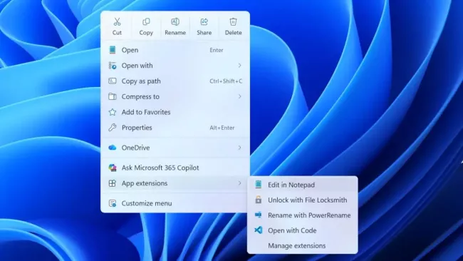 Nové kontextové menu ve Windows 11