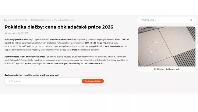 ceník pokládky