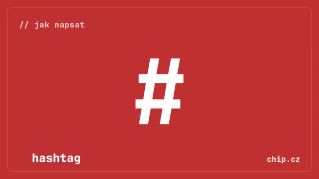 Symbol hashtagu na červeném pozadí.