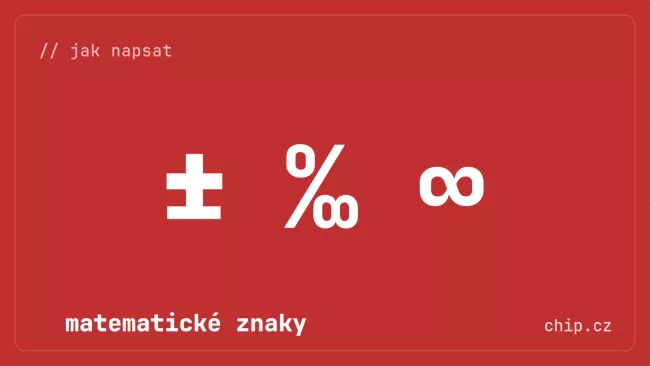 Matematické značky na červeném pozadí.
