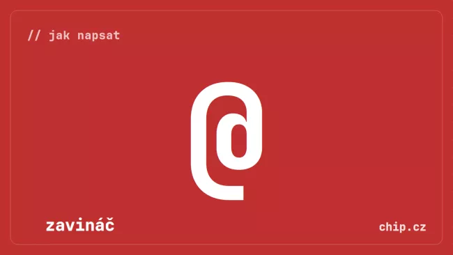 Symbol zavináče na červeném pozadí.