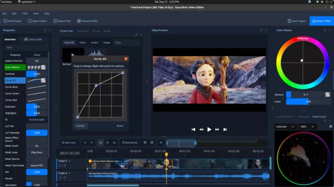 Prostředí programu OpenShot 4.0