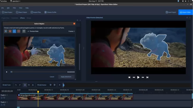 Maskování objektu v programu OpenShot