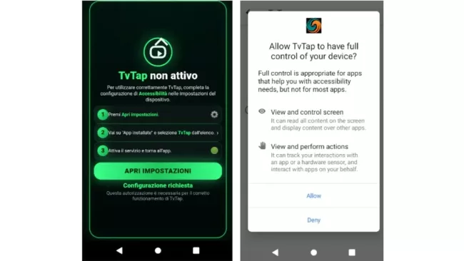 Aplikace TvTap, obsahující škodlivý malware