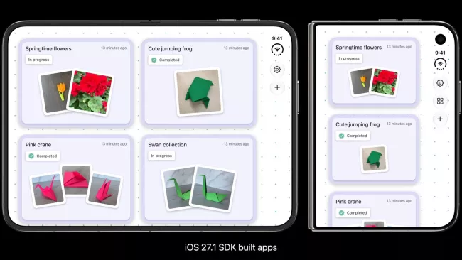 Zobrazení na iPhone Duo (upraveno na iOS 27.1)