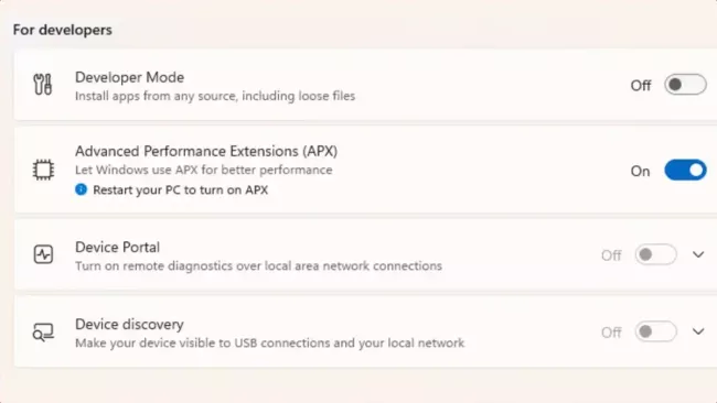 Nastavení funkce Advanced Performace Extensions na podporovaných procesorech Intel