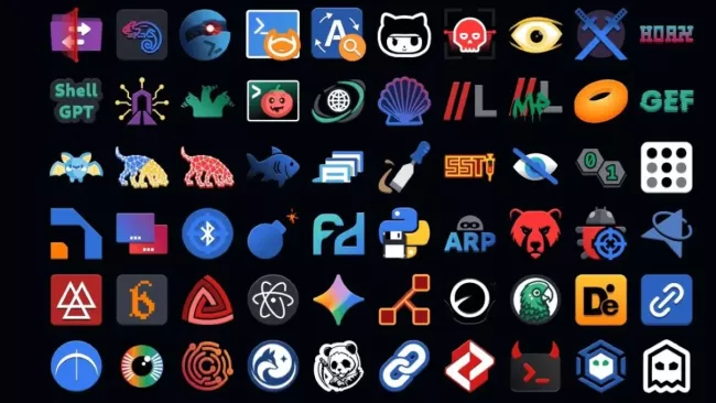 Ikony aplikací v Kali Linuxu 2026.3