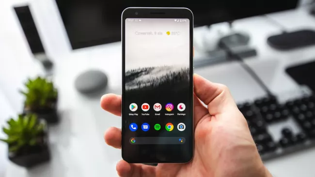 Smartphone Google Pixel v ruce uživatele
