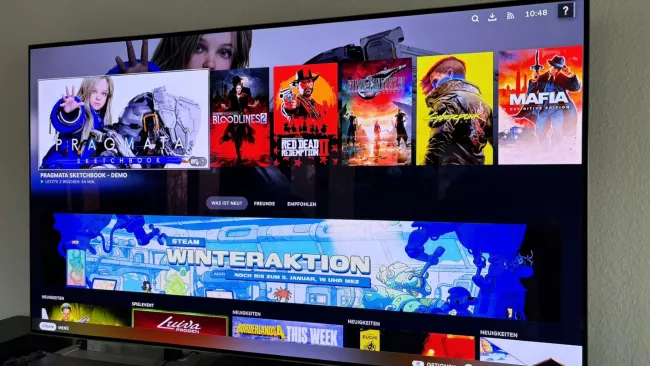Moderní TV s herní tématikou na obrazovce