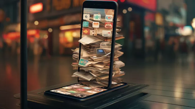 Displej smartphonu přehlcený reklamou