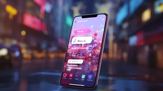 Display smartphonu s vláknem chatu a reklamami