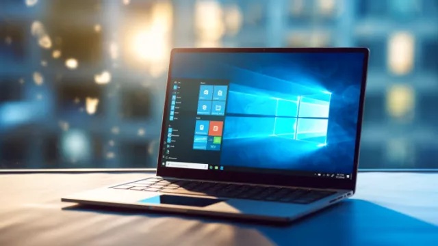 Laptop s pracovní plochou Windows