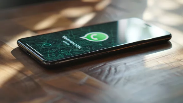 Smartphone s logem WhatsApp na obrazovce