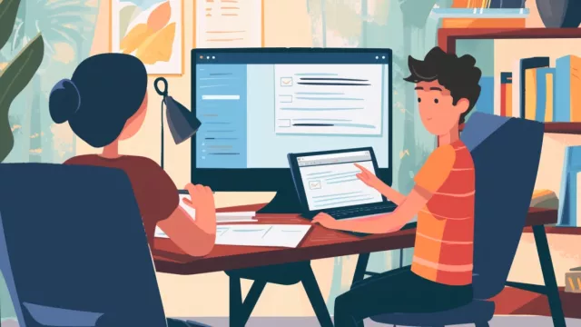 Student a rodič vyplňuji přihlášky na střední