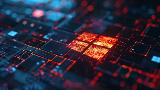 Logo Microsoftu promítané na klávesnici PC
