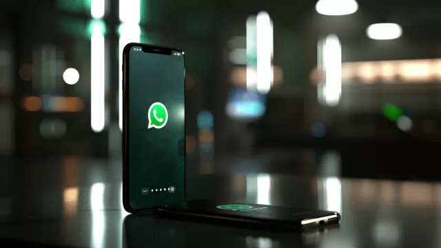 Logo WhatsApp na displeji mobilu
