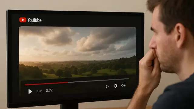 Uživatel sleduje YouTube na svém monitoru