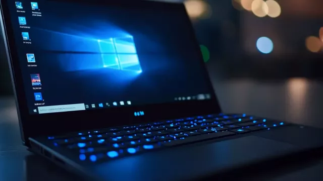 Laptop s logem Windows 10 na displeji
