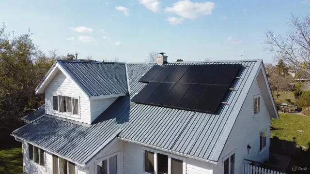 Dům s částečným pokrytím střechy fotovoltaikou