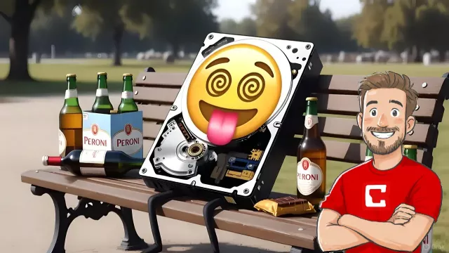 Symbol vyčerpaného pevného disku po nezřízené konzumaci